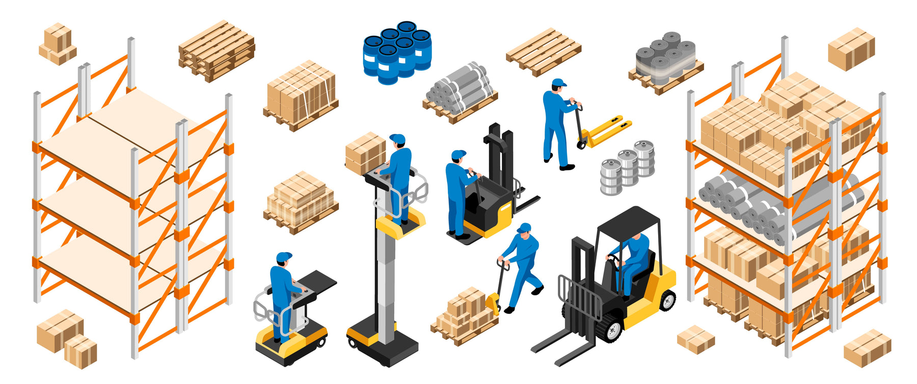 Aerial view of the warehouse operations showing different Inaithiram material handling equipment used in a warehouse