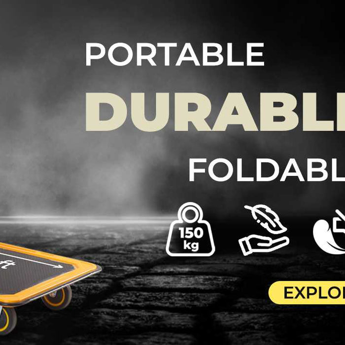 Inaithiram Foldable Metal Platform Trolley 150kg Capacity Yellow Colour