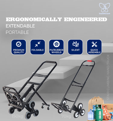 Inaithiram Stair Climbing Hand Truck 150kg Capacity Stairclimbing Trolley 70kg Capacity
