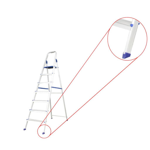 Inaithiram ASL7S Foldable Aluminium Step Ladder 150kg Capacity with 07 Steps Closeup of Anti Skid PVC Shoes