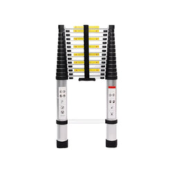 Inaithiram Foldable Aluminium Telescopic Ladder 150kg Capacity in Folded State with Securing Strap and Strong Handle Base