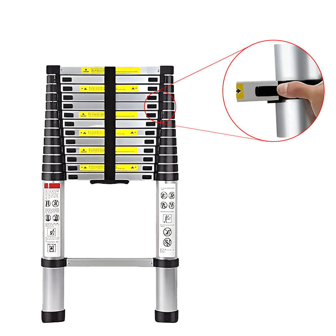 Inaithiram Foldable Aluminium Telescopic Ladder 150kg Capacity Closeup of Safety Lock