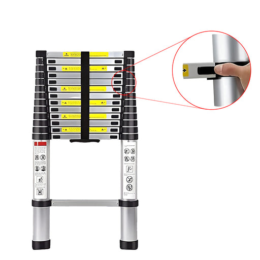 Inaithiram Foldable Aluminium Telescopic Ladder 150kg Capacity Closeup of Safety Lock