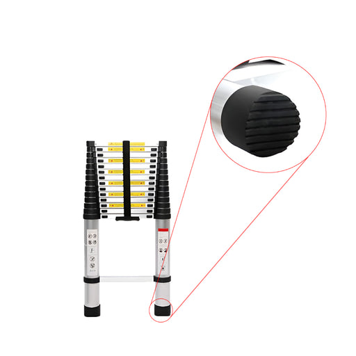 Inaithiram Foldable Aluminium Telescopic Ladder 150kg Capacity Closeup of Anti Skid Cap