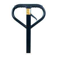 Inaithiram HPT3NB Hydraulic Hand Pallet Truck 3Ton Capacity with Closeup view of Handle covered with durable cover and release lever