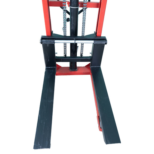 Inaithiram MS2PU16LHB Hydraulic Manual Stacker 2Ton Closeup of Forks