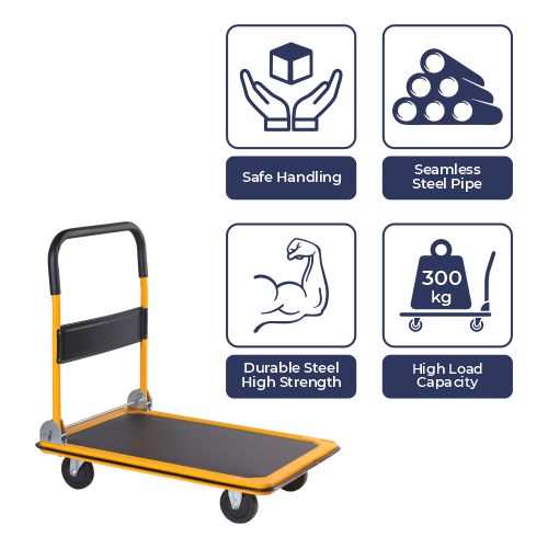 Inaithiram PT300 Heavy Duty MS Platform Trolley 300kg Capacity 3ft. X 2ft. for Courier and Logistics