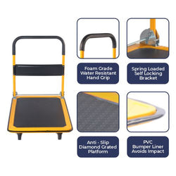 Inaithiram PT300 Heavy Duty MS Platform Trolley 300kg Capacity for Industries and Workshops