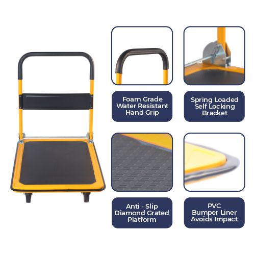 Inaithiram PT300 Heavy Duty MS Platform Trolley 300kg Capacity for Industries and Workshops