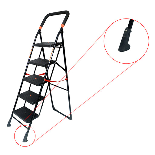 Inaithiram SL5SDLX Foldable Step Ladder 150kg Capacity Closeup of Sports Anti Skid Plastic PP Shoes