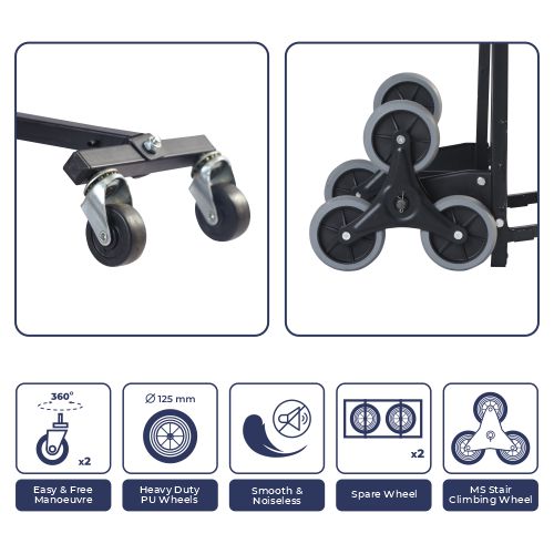 Inaithiram HT150BS Stair Climbing Hand Truck 150kg Capacity Polyurethane PU Wheels
