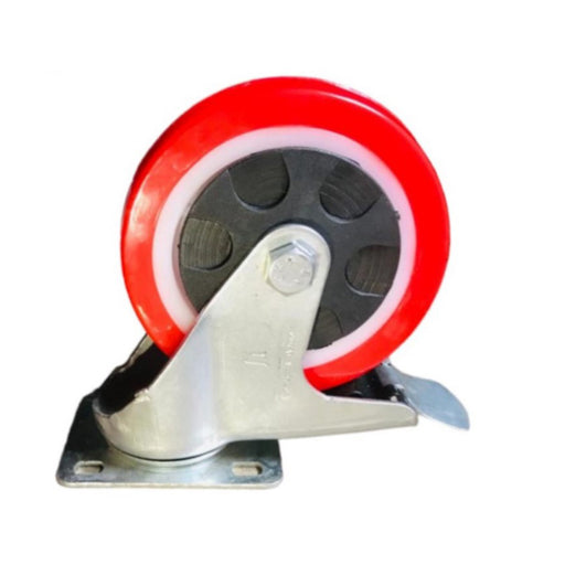 Inaithiram 4" inch PU Swivel Wheels with Brackets and Fasteners - Polyurethane 100mm 360* Swivel PU Wheels with Brake alternate view