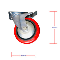 Inaithiram 6" inch PU Swivel Wheels with Brackets and Fasteners - Polyurethane 150mm 360* Swivel PU Wheels with Brake
