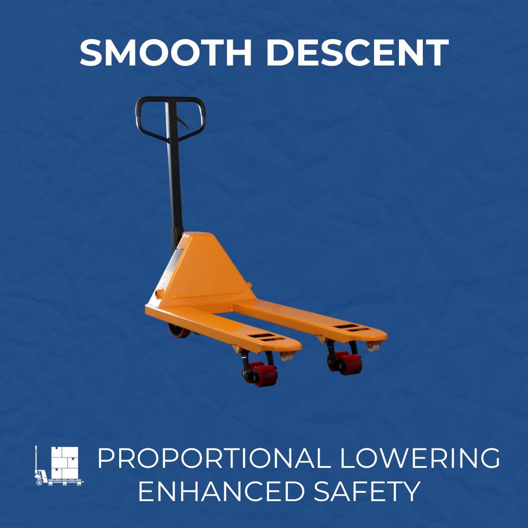 Inaithiram HPT25PU Hand Pallet Truck 2500kg Capacity comes with Proportional Lowering for Improved Safety & Efficient Material Handling