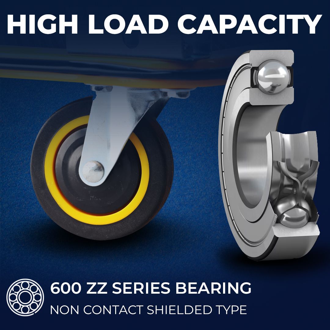 Inaithiram PT150 Platform Trolley PU wheels with 600ZZ Series bearing for High Load Capacity