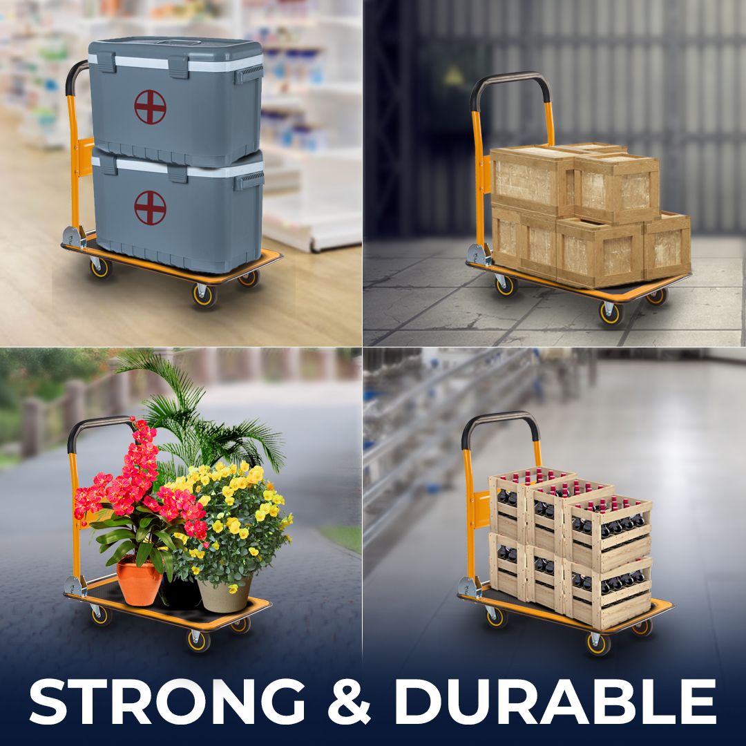 Inaithiram PT150 Foldable Metal Platform Trolley 150kg Capacity Strong and Durable