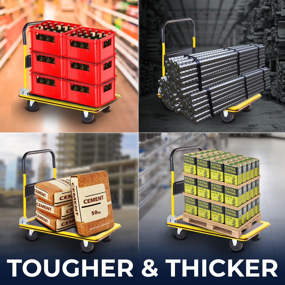 Inaithiram PT300 Heavy Duty Foldable Metal Platform Trolley 300kg Capacity with Tougher and Thicker Platform