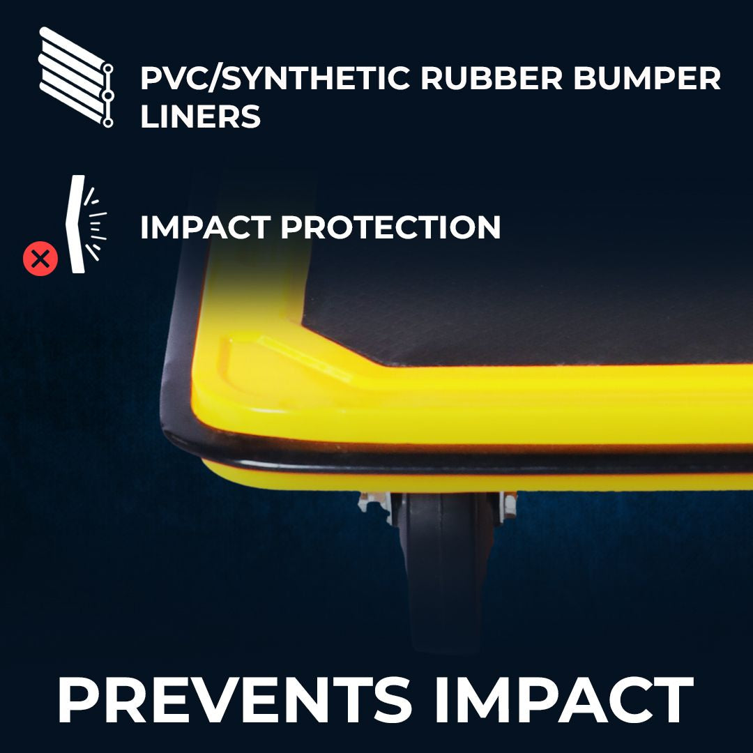Inaithiram PT300 Heavy Duty Foldable Metal Platform Trolley 300kg Capacity with PVC Bumper Liners to Prevent Impact and Safety
