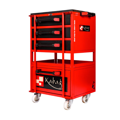 Kabage 3DTTC100N 3 Drawer Tool Trolley with Cabinet 100kg Capacity