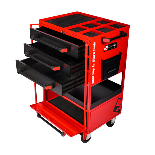 Kabage 3DTTC150RA 3 Drawer Tool Trolley with Cabinet 150kg Capacity