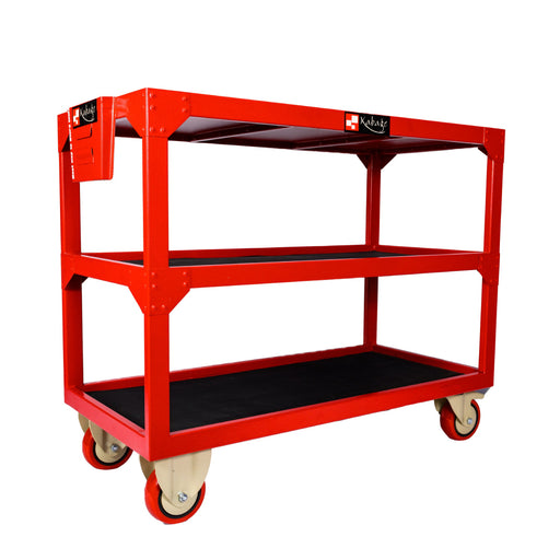 Kabage 3TTT750N Heavy Duty 3 Tray Table Trolley 750kg Capacity Red Colour