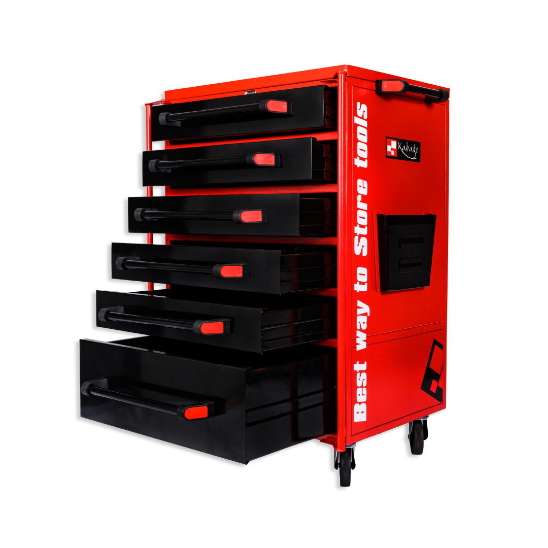 Kabage 6DTT150RA 6 Drawer Tool Trolley 150kg Capacity Red Colour