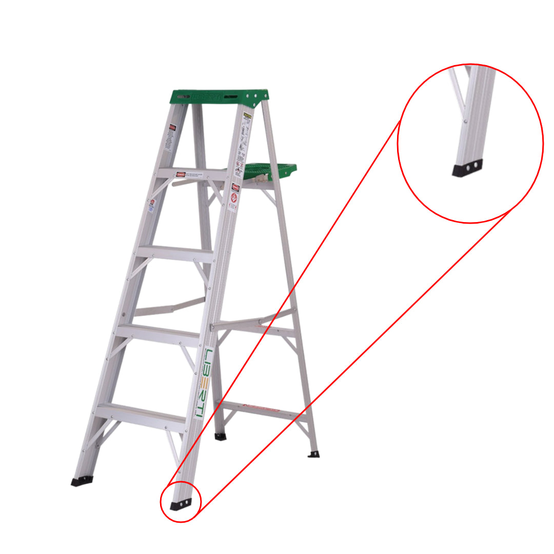 Liberti ASL5FT Aluminium Step Ladder 04 steps 5ft height 90kg Capacity Closeup of Anti Skid Rubber ABS Shoes