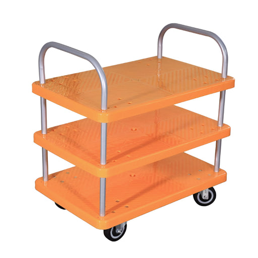 SRP 3LPPT500PU 3 Layer Plastic Platform Trolley 500kg Capacity with PU Wheels