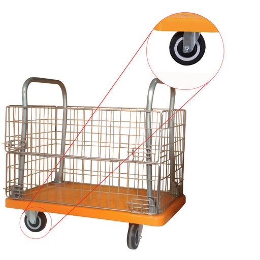 SRP PBT150PU Plastic Platform Basket Trolley 150kg Capacity with PU Wheels