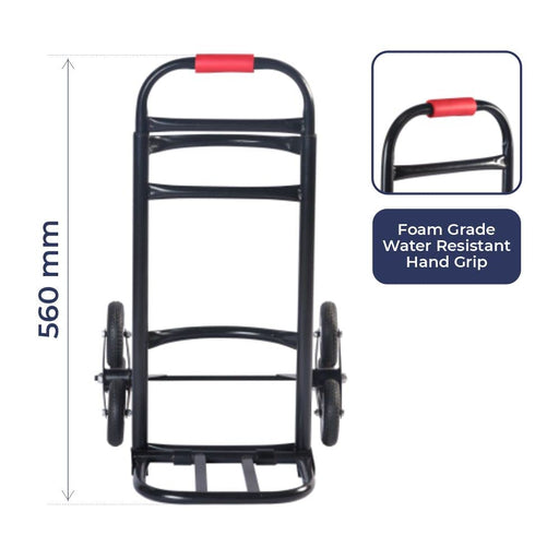 Inaithiram HT70WB Staircase Climbing Hand Truck for Cylinders and Water Barrels 70kg Capacity Optimum Height Handles with Foam Grips