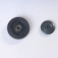 Inaithiram 5' inch PU Swivel Wheels with Brackets and Fasteners - Kingpinless Polyurethane 125mm 360* Swivel PU Wheels top view caps disassembled