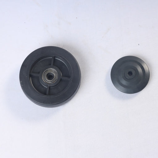 Inaithiram 5' inch PU Swivel Wheels with Brackets and Fasteners - Kingpinless Polyurethane 125mm 360* Swivel PU Wheels top view caps disassembled