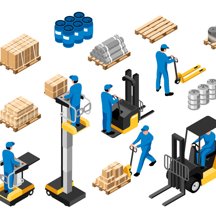 Aerial view of the warehouse operations showing different Inaithiram material handling equipment used in a warehouse