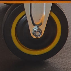 Inaithiram 4' inch PU Wheels with Brackets and Fasteners - Fixed Type Polyurethane 100mm PU Wheels side view close up