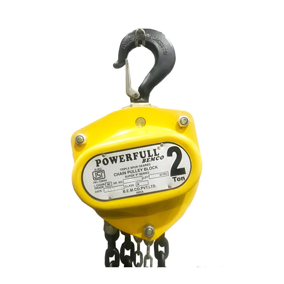 Bemco CPBSPS2T3M Heavy Duty Chain Pulley Block Super P Series 2Ton Capacity Yellow Colour