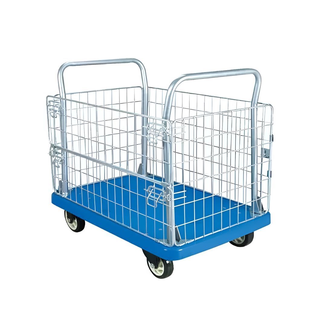 Bigapple PBT300TPR Foldable Plastic Platform Basket Trolley 300kg Capacity with TPR Wheels