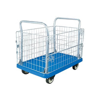 Bigapple PBT300TPR Foldable Plastic Platform Basket Trolley 300kg Capacity Blue Colour