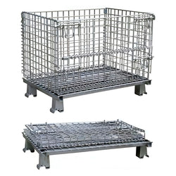 Bigapple WMC400 Foldable Galvanized Collapsible Wire Mesh Container 400kg Capacity with Four Iron Legs