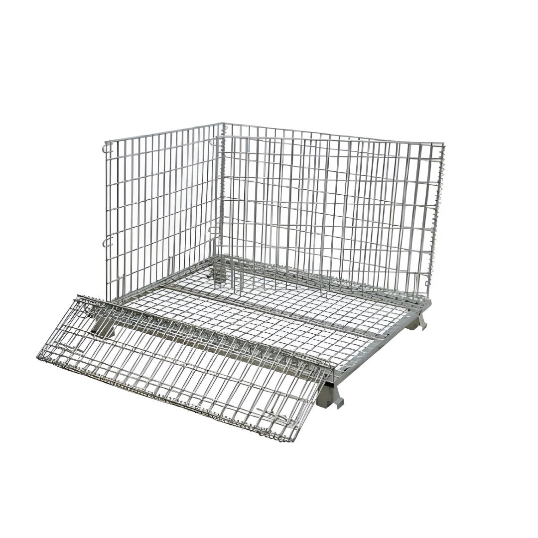 Bigapple WMC400 Foldable Galvanized Collapsible Wire Mesh Container 400kg Capacity