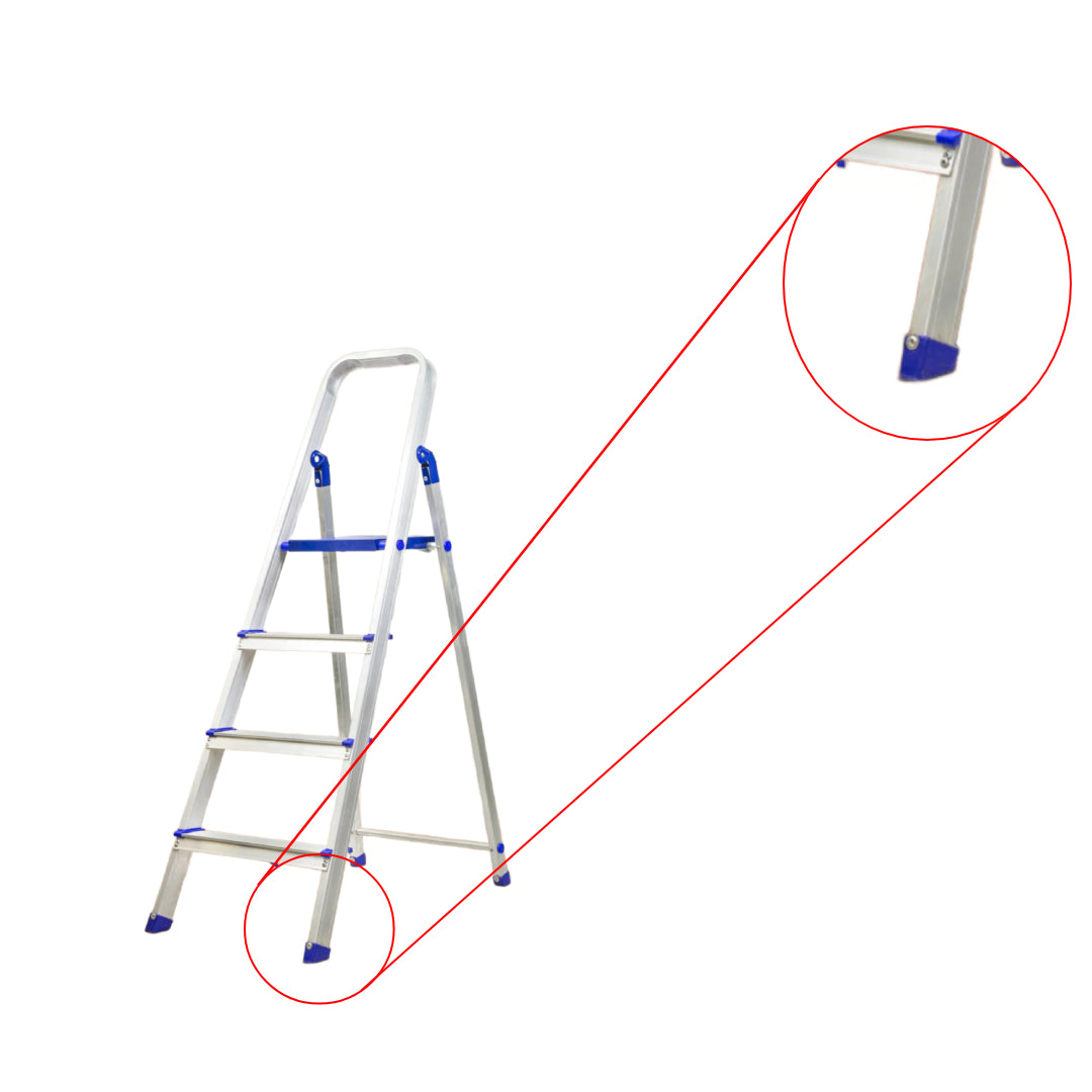 Inaithiram ASL4S Foldable Aluminium Step Ladder 150kg Capacity Closeup of Anti Skid PVC Shoes