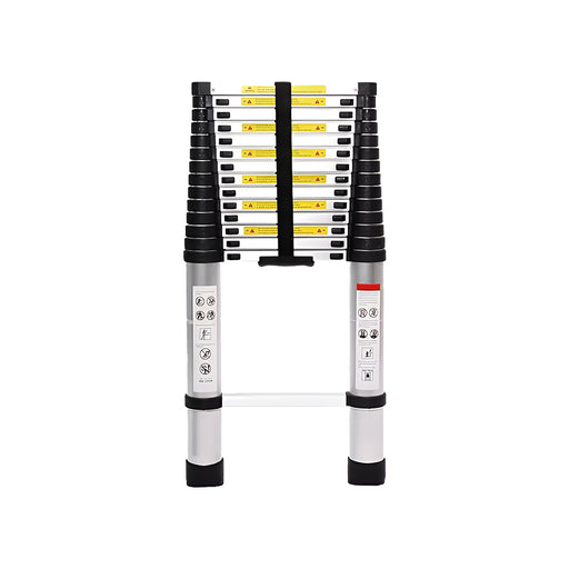 Inaithiram Foldable Aluminium Telescopic Ladder 150kg Capacity in Folded State with Securing Strap and Strong Handle Base