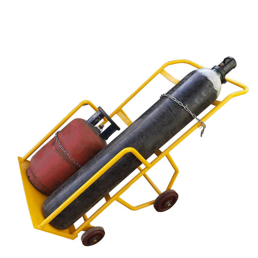 Inaithiram FWDGCT300RP Four Wheel Double Gas Cylinder Trolley 300kg Capacity Yellow Colour