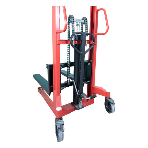 Inaithiram MS1PU16LH Hydraulic Manual Stacker 1Ton Capacity Red Colour Rear view