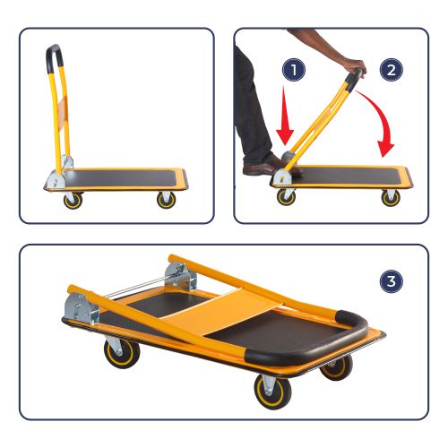 Inaithiram PT150 Foldable MS Platform Trolley for Shops and Factories 150kg Capacity