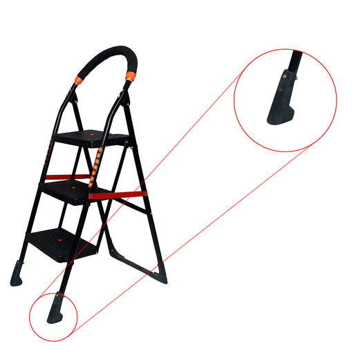 Inaithiram SL3SN Foldable Step Ladder 150kg Capacity Closeup of Sports Anti Skid Plastic PP Shoes