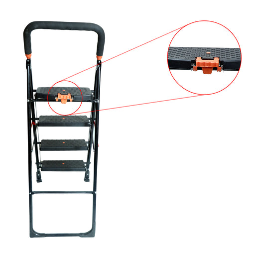 Inaithiram SL4SDLX Foldable Step Ladder 150kg Capacity Closeup of Safety Clutch Lock