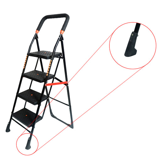 Inaithiram SL4SDLX Foldable Step Ladder 150kg Capacity Closeup of Sports Anti Skid Plastic PP Shoes