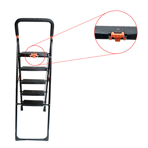 Inaithiram SL5SDLX Foldable Step Ladder 150kg Capacity Closeup of Safety Clutch Lock