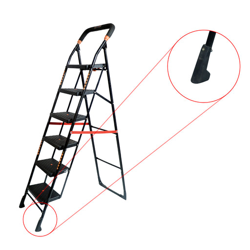 Inaithiram SL6SDLX Foldable Step Ladder 150kg Capacity Closeup of Sports Anti Skid Plastic PP Shoes