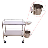 Inaithiram SSDT2RPU Stainless Steel 2 Shelves Dressing Trolley Closeup of Removable Bucket